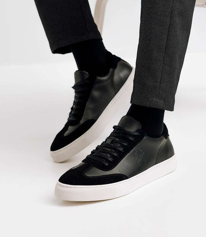 izac Sneakers à lacets en cuir noires
