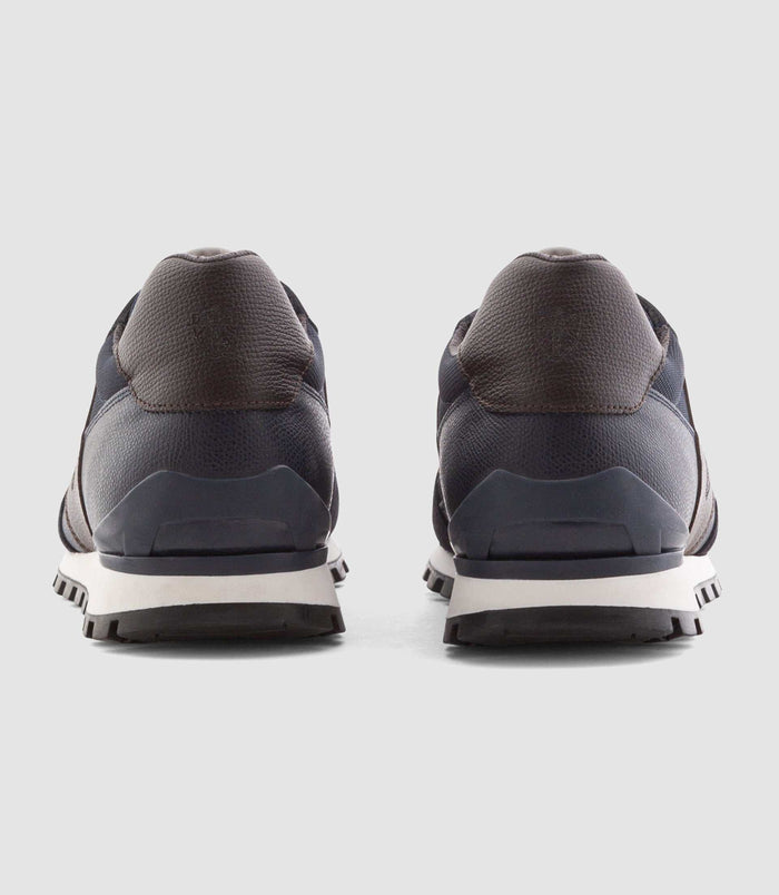 Izac Sneakers Bi-matière Cuir Marine "Charlie"