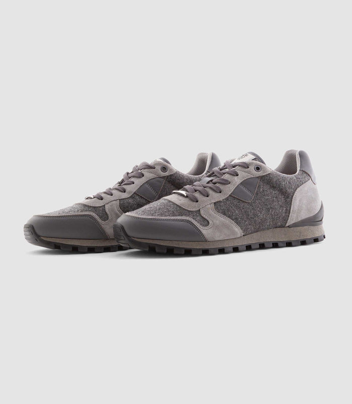Izac Sneakers Bi-matière En Cuir Gris "Claris"