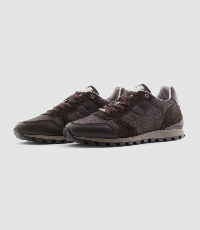 Izac Sneakers Bi-matière En Cuir Marron "Claris"