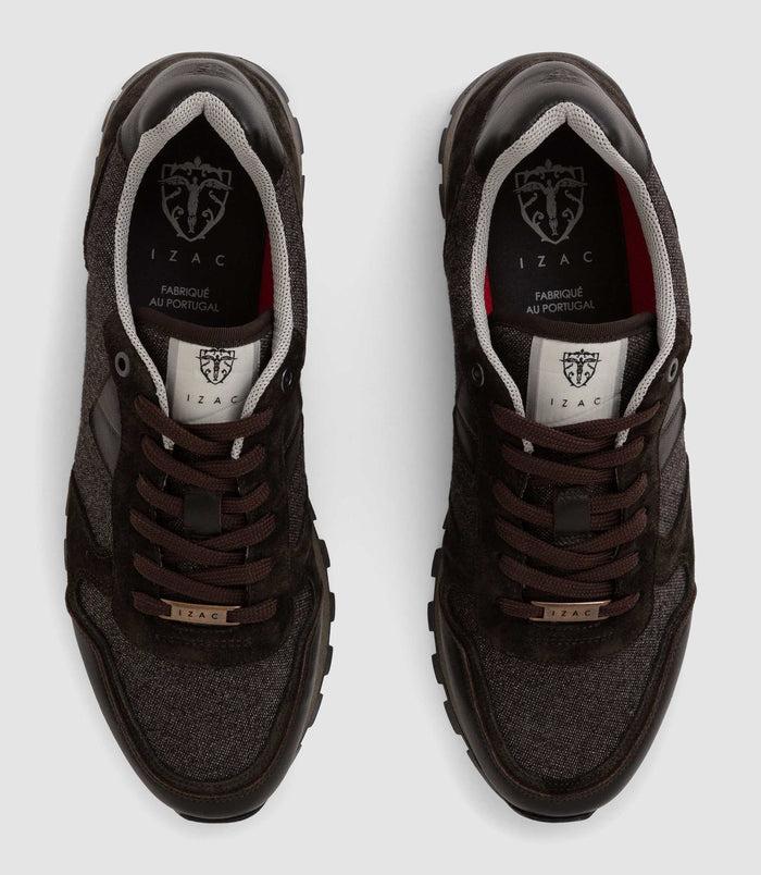 Izac Sneakers Bi-matière En Cuir Marron "Claris"