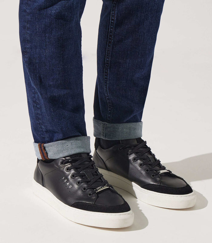 izac Sneakers cuir bi matière noir OSAKA