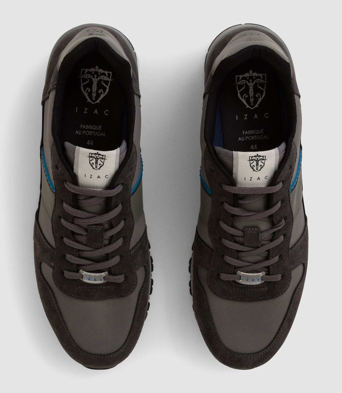 Izac Sneakers Cuir Et Textile Grise "Emeric"
