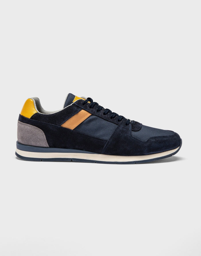 izac Sneakers cuir marine et jaune "Elliot"