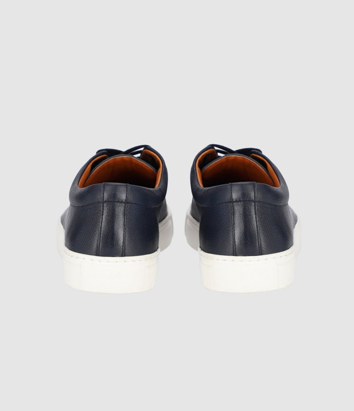 Izac Sneakers Cuir Texturé Marine OAK
