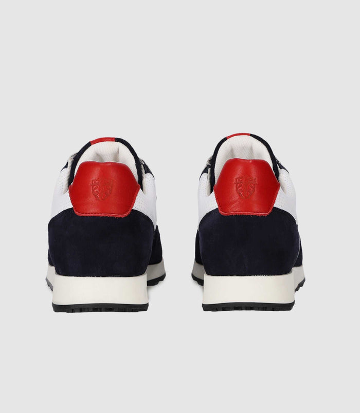Izac Sneakers En Cuir Marine Blanche Et Rouge ENZO