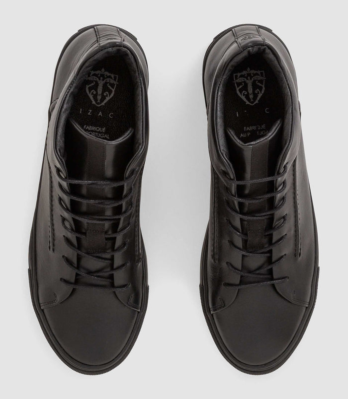 Izac Sneakers En Cuir Noir "Cassius"