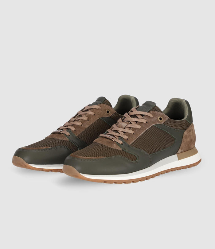 Izac Sneakers Suède Et Textile Kaki ORLAND
