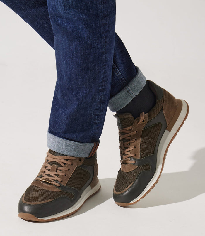 izac Sneakers suède et textile kaki ORLAND