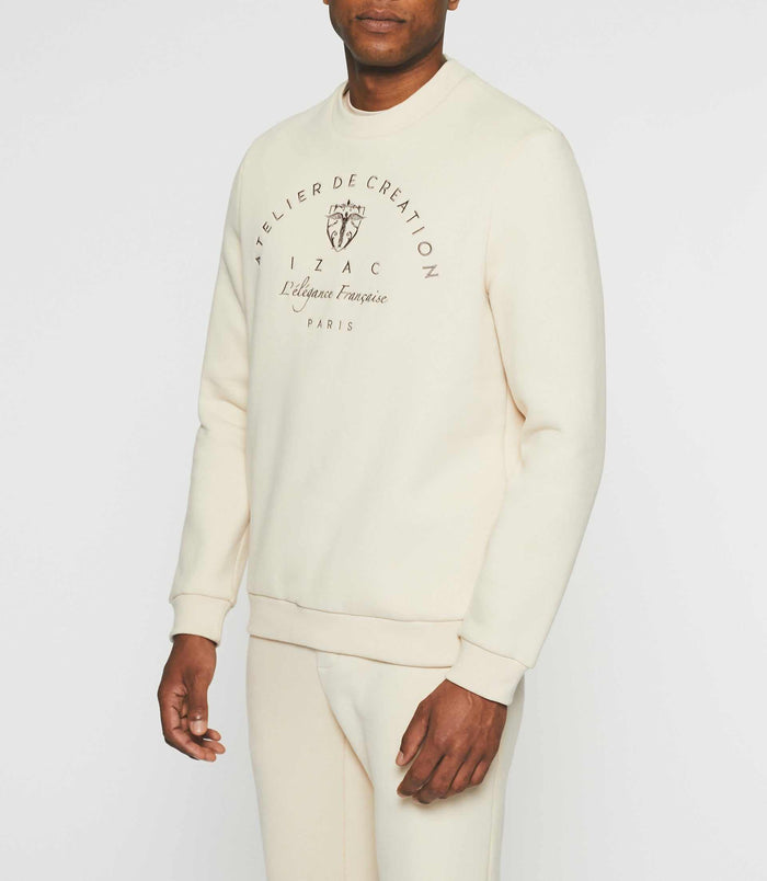 Izac Sweat Avec Logo Brodé écru SWBALI