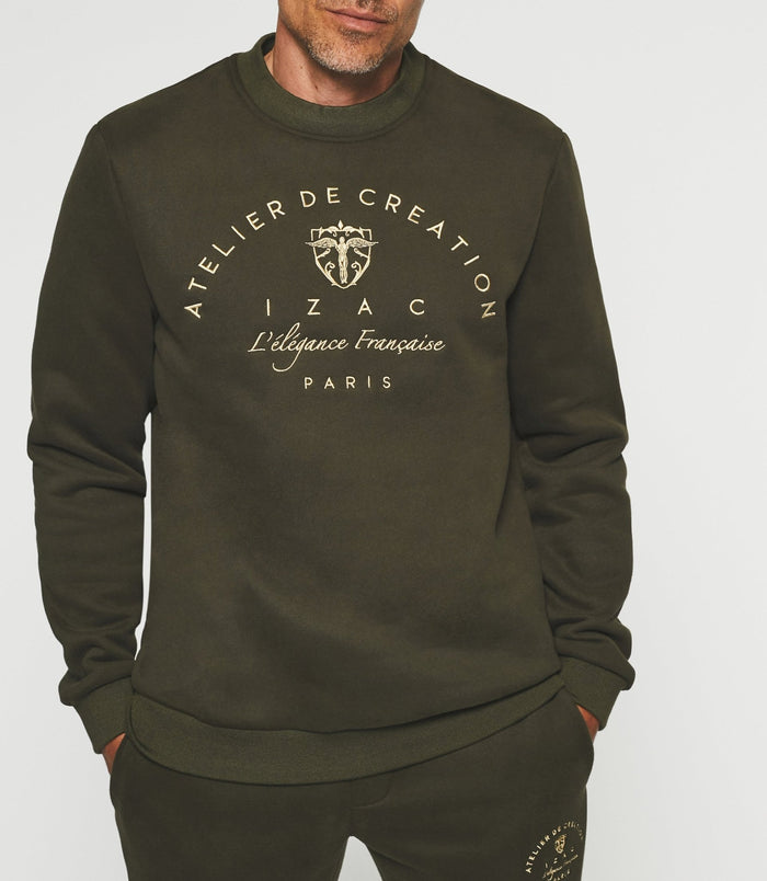 Izac Sweat Avec Logo Brodé Kaki SWBALI
