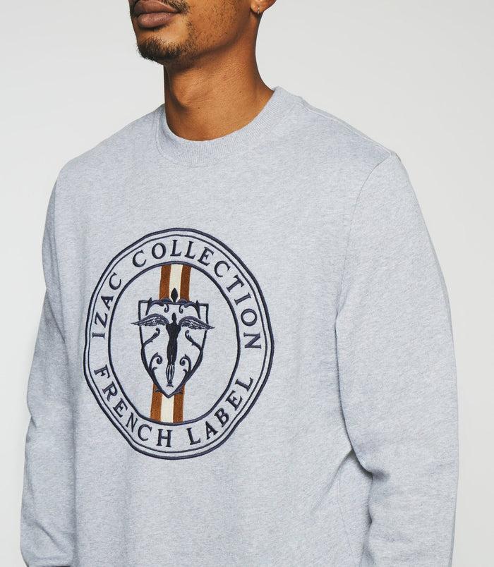 Izac Sweat Avec Logo Gris Chiné SWDEVON
