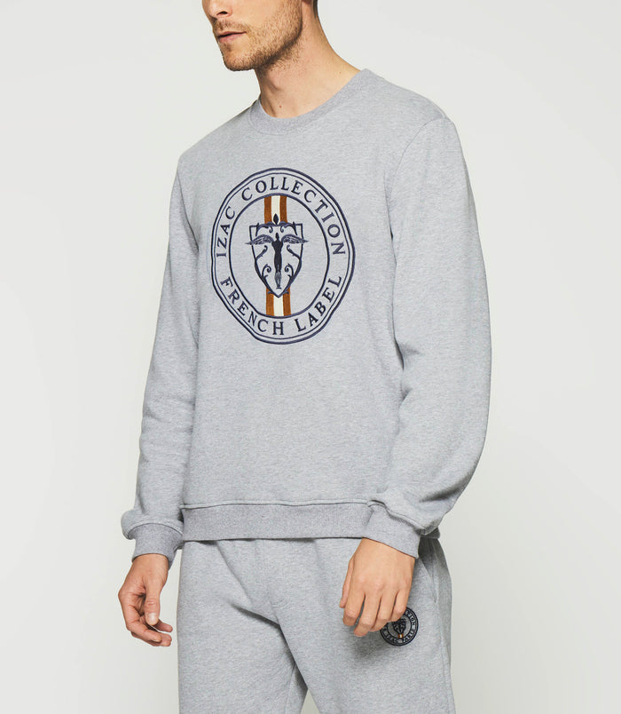 Izac Sweat Avec Logo Gris Chiné SWDEVON
