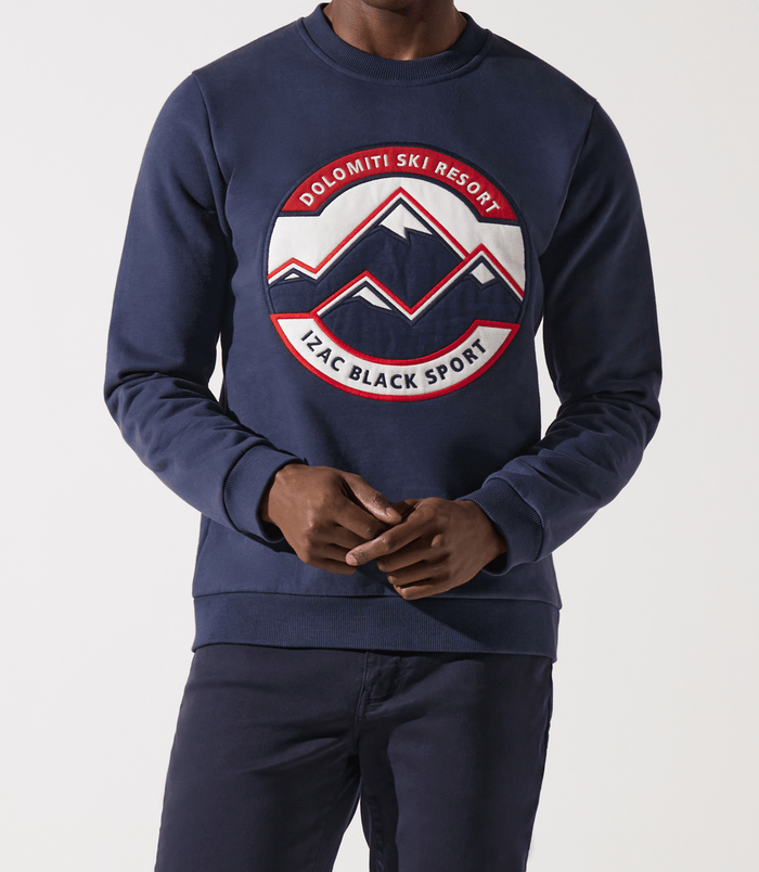 Izac Sweat Col Rond Fantaisie Marine