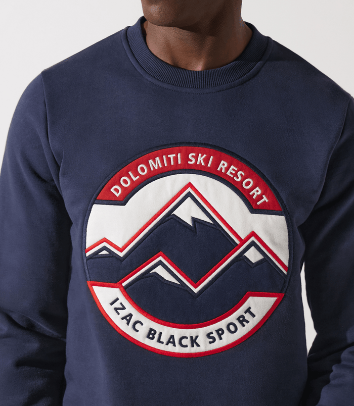 Izac Sweat Col Rond Fantaisie Marine