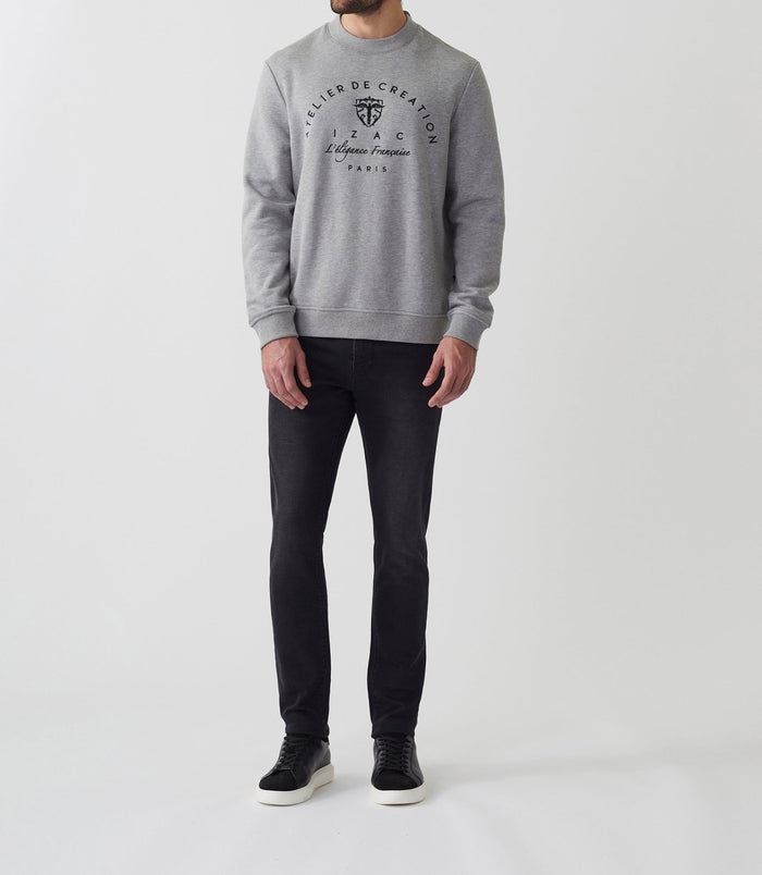 izac Sweat col rond gris chiné "Swsolal"
