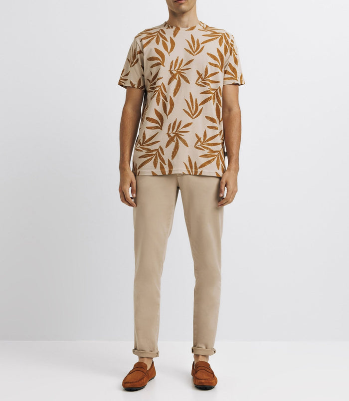 izac T-shirt à fleurs beige