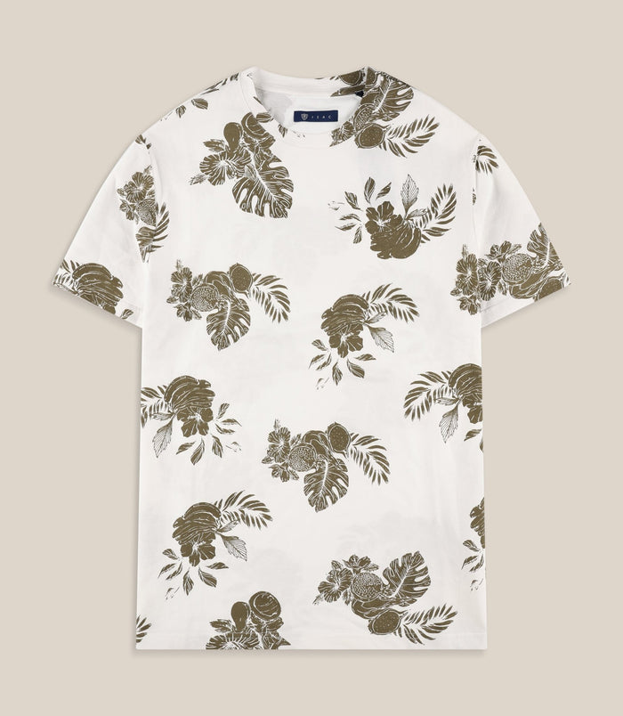izac T-shirt à motifs floral écru