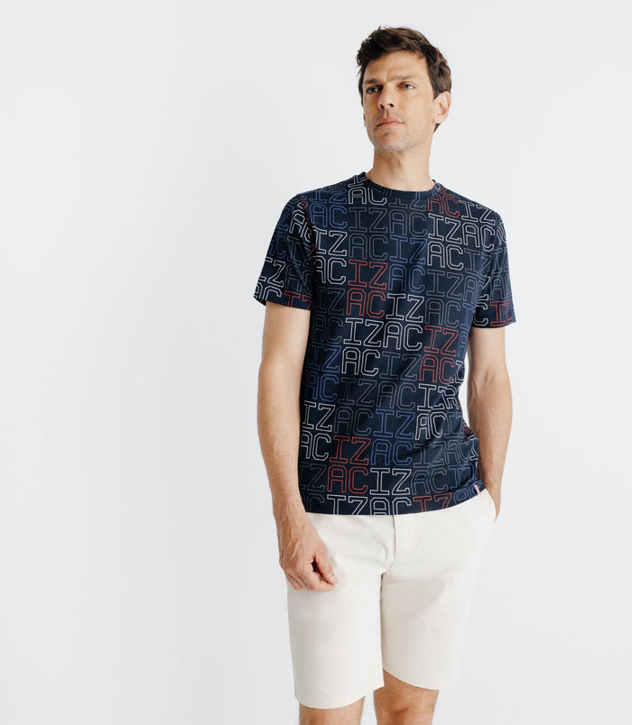 Izac T-shirt à Motifs Manches Courtes Marine