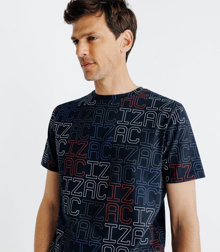 Izac T-shirt à Motifs Manches Courtes Marine