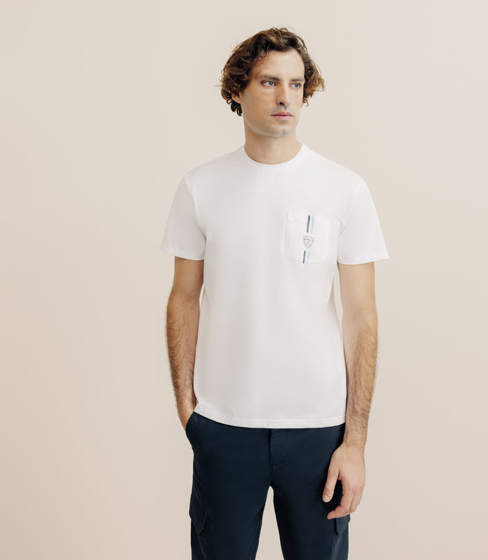 izac T-shirt à poche blanc