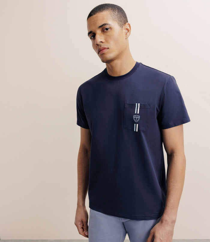 izac T-shirt à poche marine