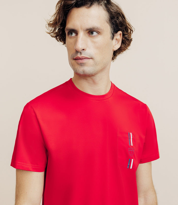 Izac T-shirt à Poche Rouge