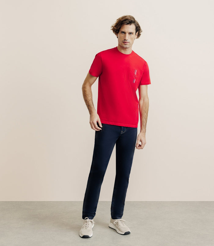 Izac T-shirt à Poche Rouge