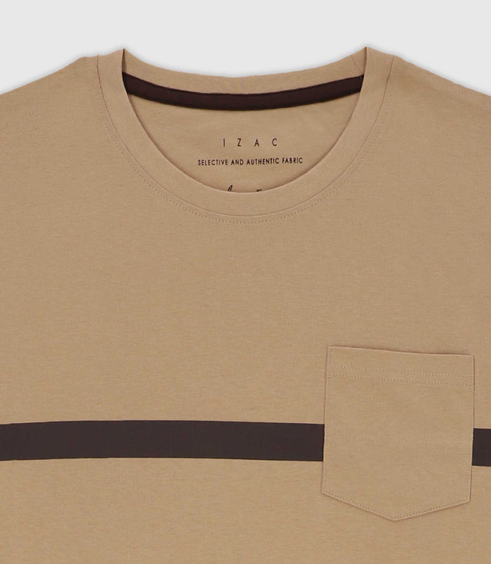 Izac T-shirt Avec Bande Beige