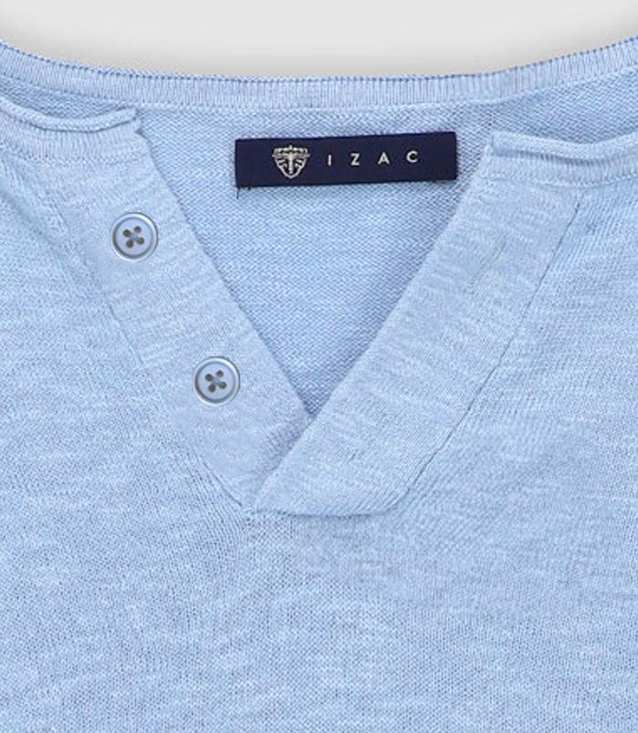 Izac T-shirt Avec Lin Boutonné Ciel