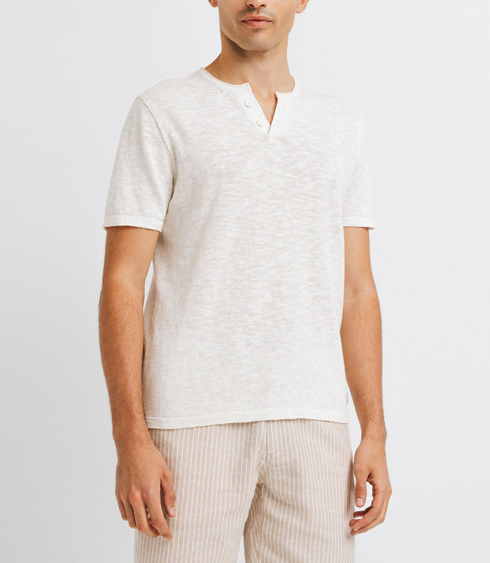 Izac T-shirt Avec Lin Boutonné écru