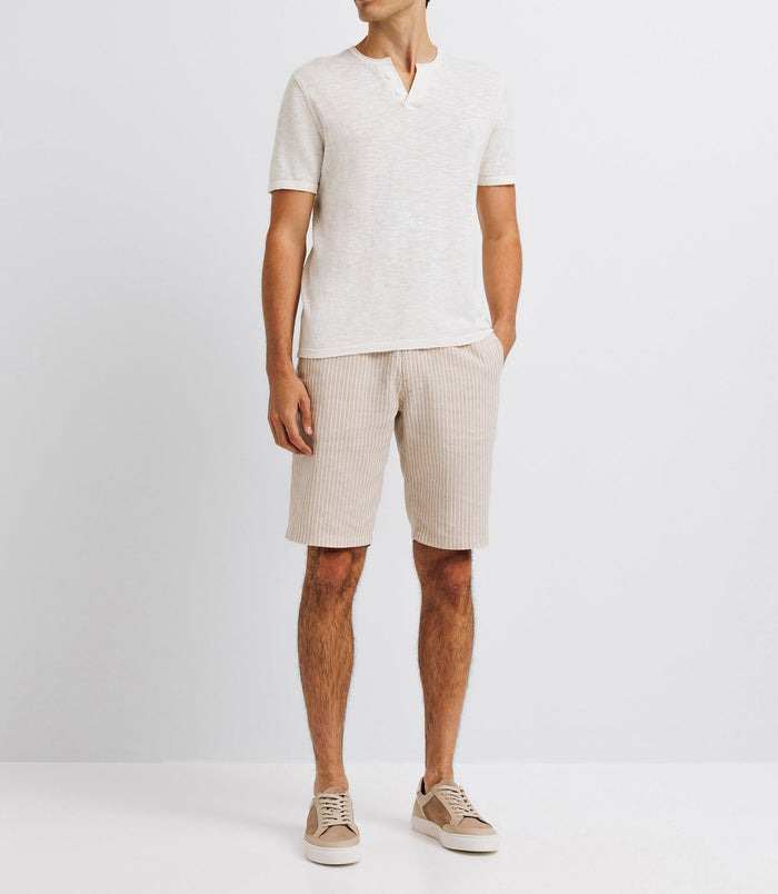 izac T-shirt avec lin boutonné écru