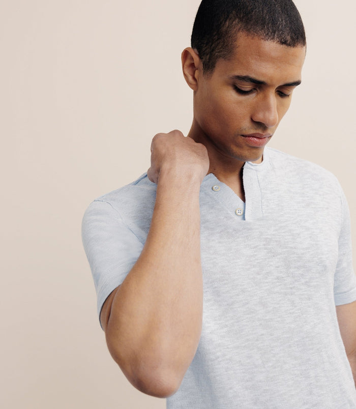 Izac T-shirt Boutonné Bleu Ciel