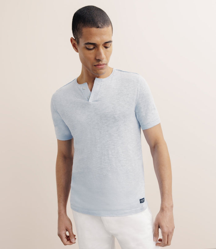 izac T-shirt boutonné bleu ciel