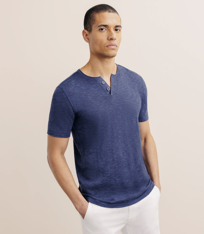 izac T-shirt boutonné marine