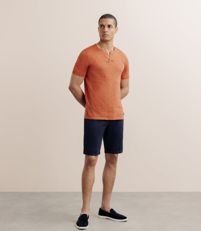 Izac T-shirt Boutonné Orange Foncé