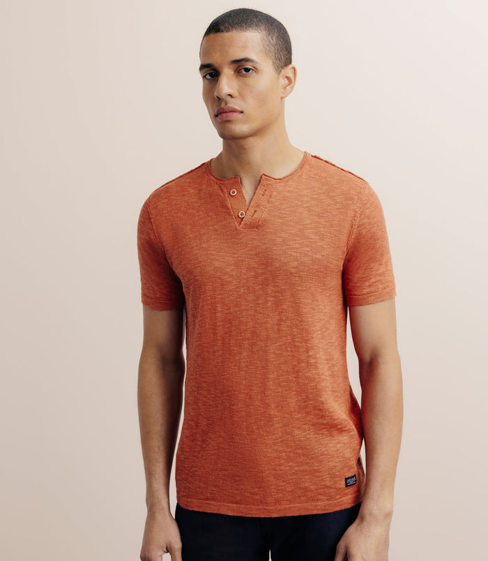 izac T-shirt boutonné orange foncé