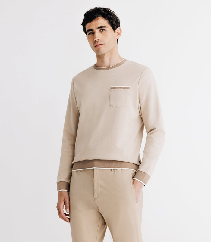 izac T-shirt col rond avec poche beige