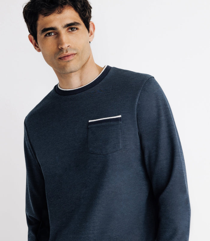 Izac T-shirt Col Rond Avec Poche Marine