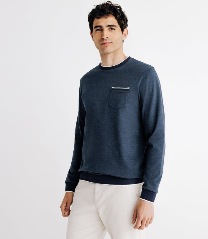 izac T-shirt col rond avec poche marine