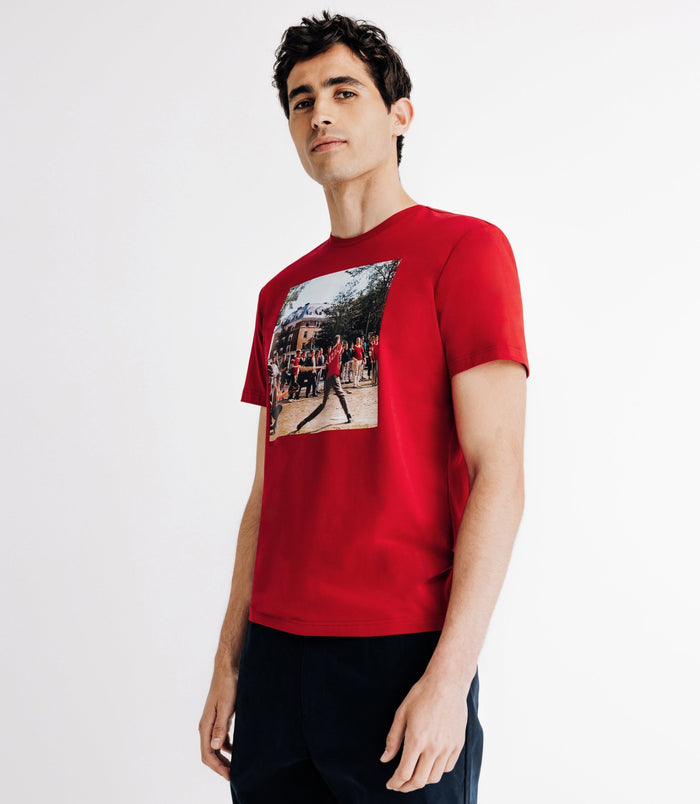 Izac T-shirt Col Rond Avec Print Rouge
