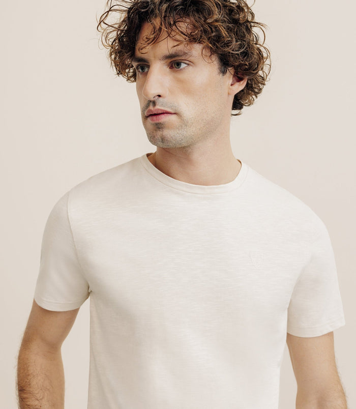 Izac T-shirt Col Rond Beige