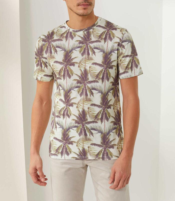 izac T-shirt col rond imprime beige "Xyloca"