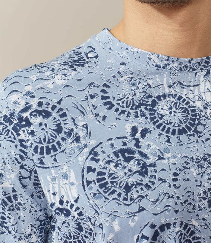 Izac T-shirt Col Rond Imprimé Bleu Ciel "Xavier"