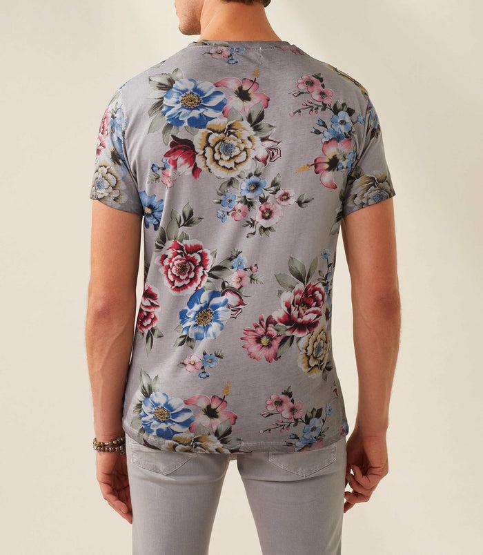 Izac T Shirt Col Rond Imprime Gris-clair "Xuta"