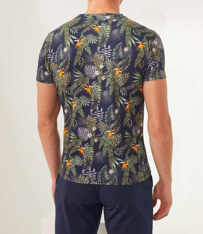 Izac T-shirt Col Rond Imprime Marine "Xena"