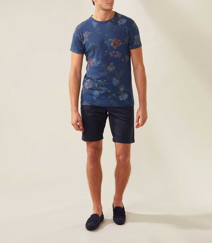 izac T-shirt col rond imprimé marine "Xylose"