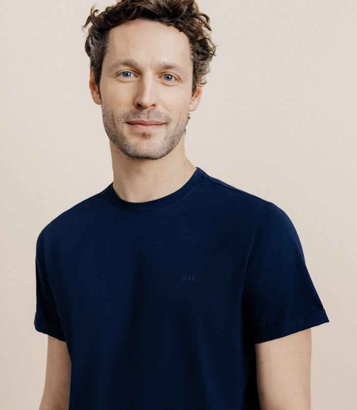 Izac T-shirt Col Rond Marine