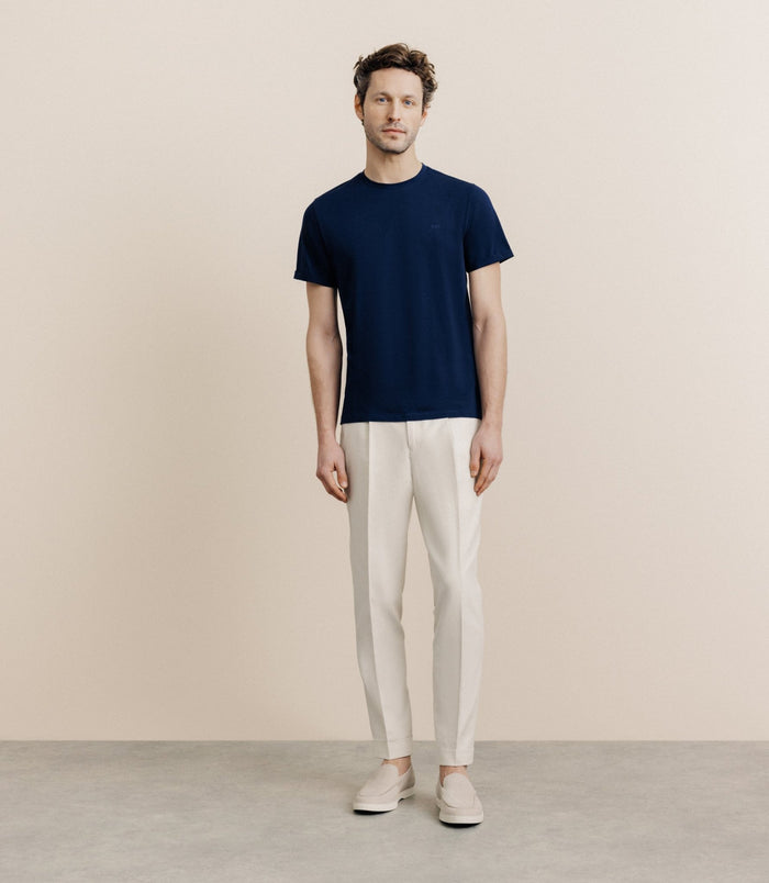 Izac T-shirt Col Rond Marine