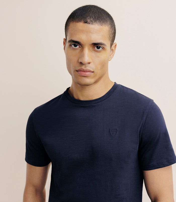 Izac T-shirt Col Rond Marine